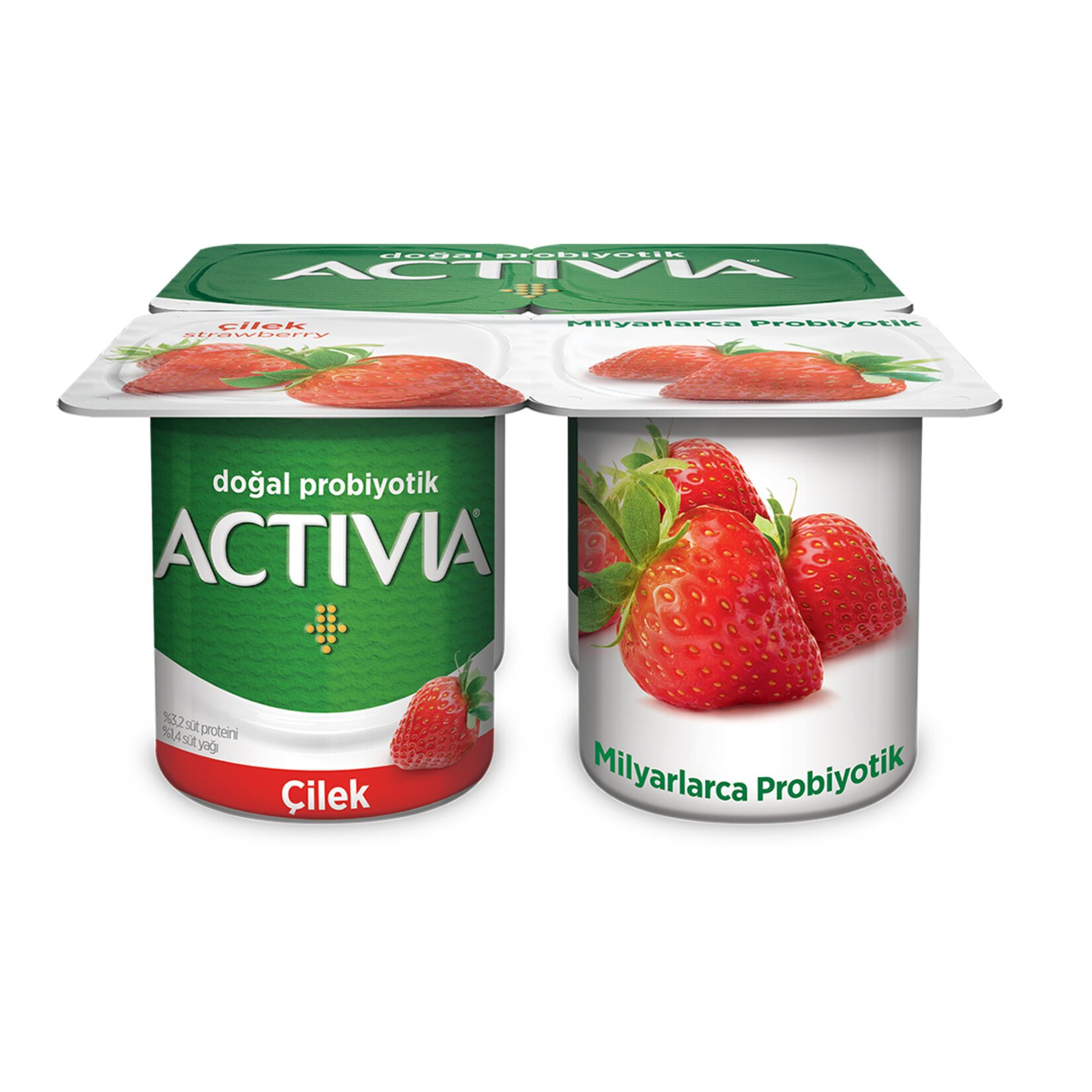 ACTİVİA DOĞAL PROBİYOTİK ÇİLEK YOĞURT 4x100 GR