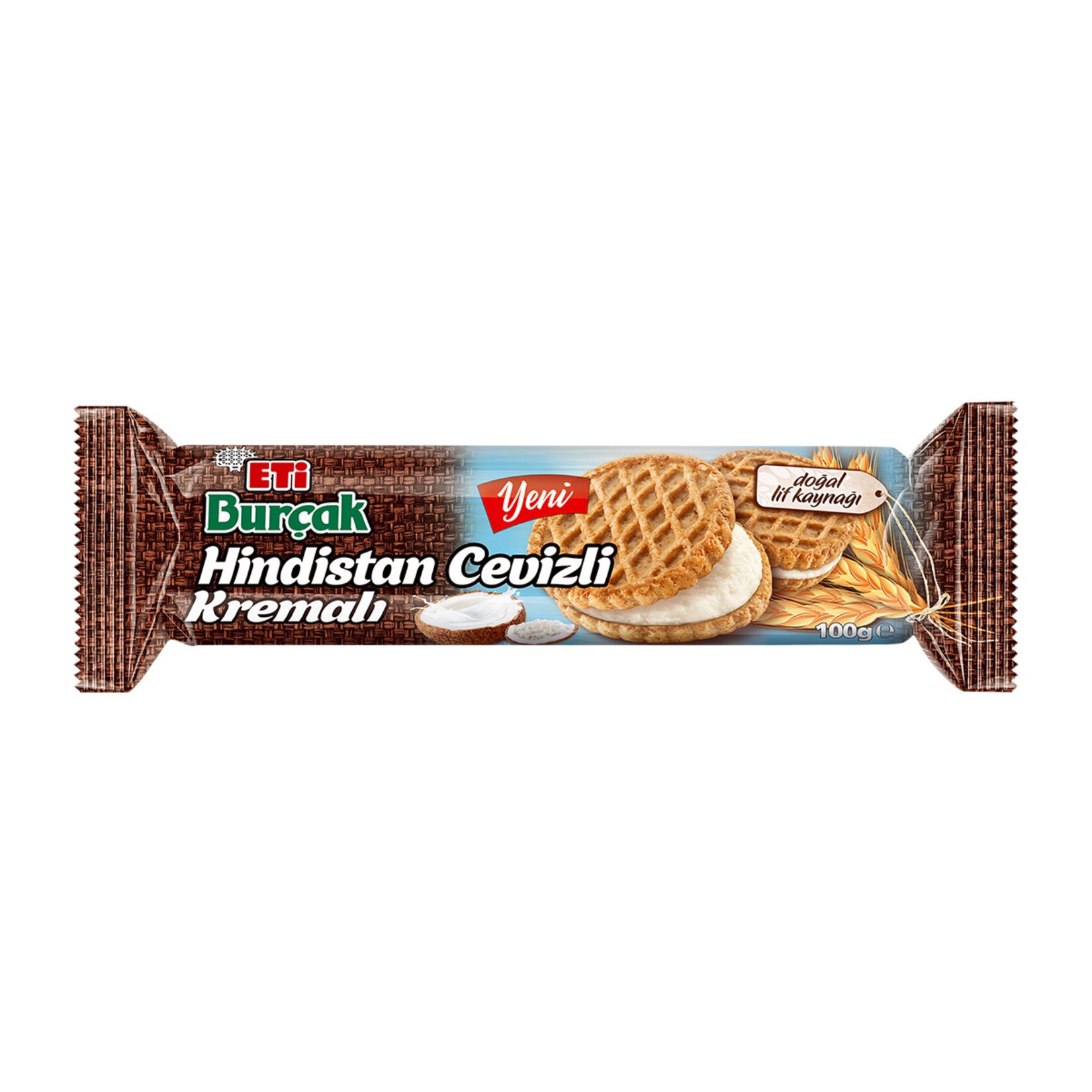 ETİ BURÇAK HİNDİSTAN CEVİZLİ KREMALI BİSKÜVİ 100 GR