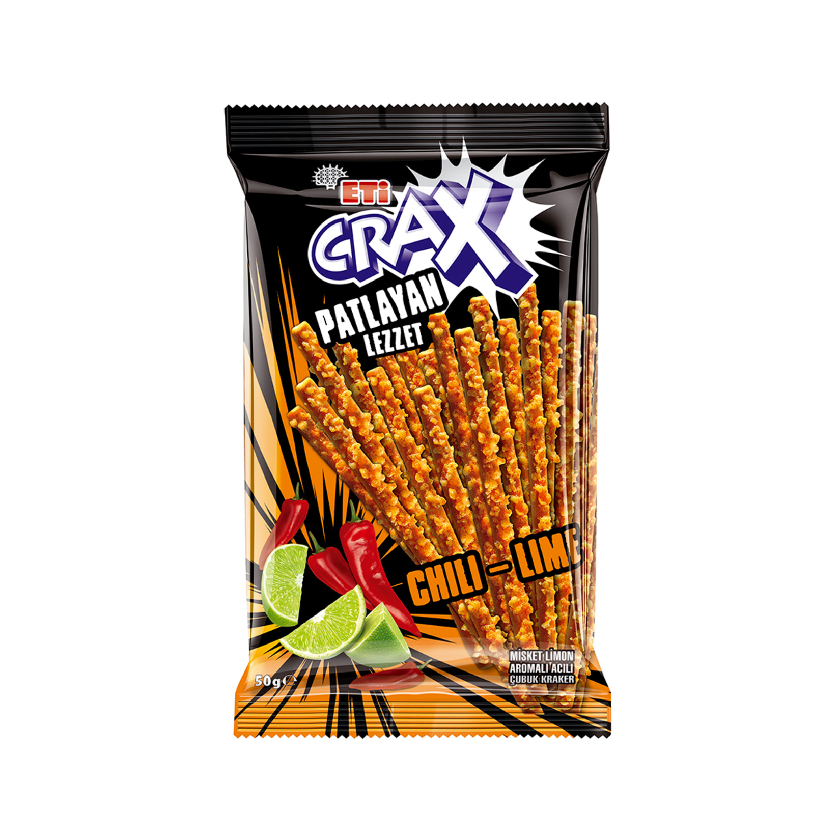 ETİ CRAX PATLAYAN CHILI-LIME ÇUBUK KRAKER 50 GR
