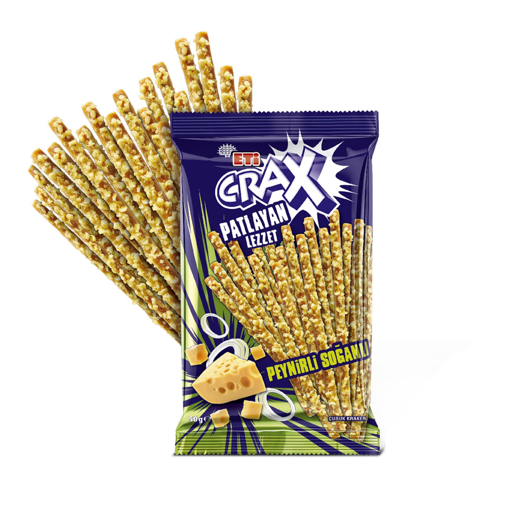 ETİ CRAX PATLAYAN LEZZET PEYNİR&SOĞAN ÇUBUK KRAKER 50 GR