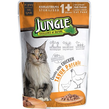 JUNGLE KEDİ MAMASI KISIR TAVUKLU 100GR