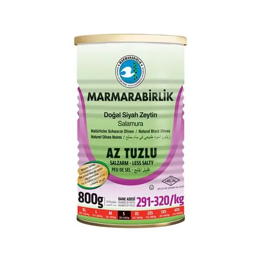 MARMARABİRLİK  AZ TUZLU ZEYTİN TENEKE 800GR