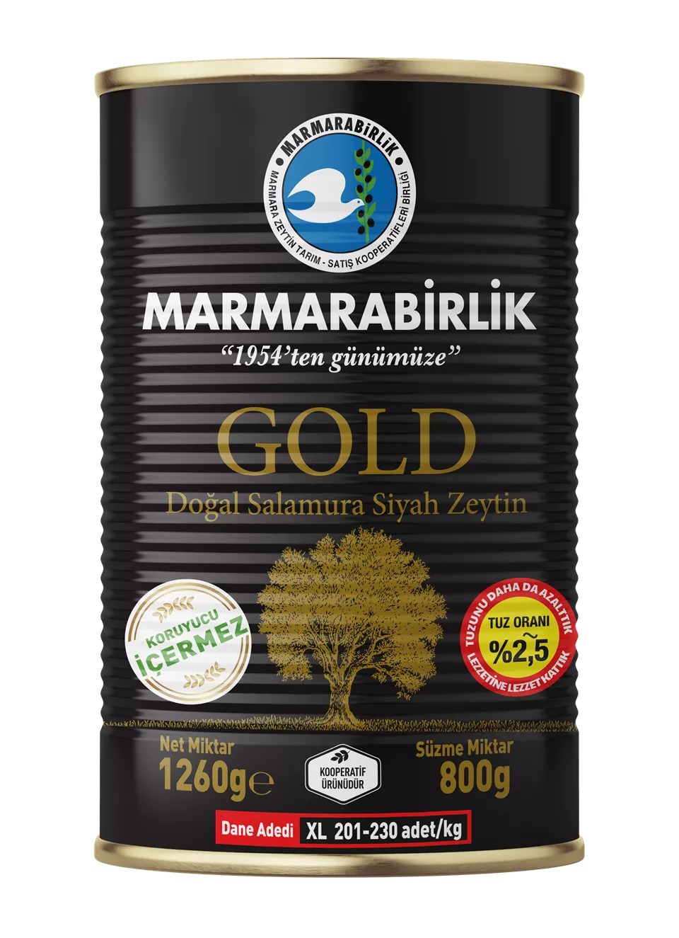 MARMARABİRLİK GOLD SİYAH ZEYTİN (XL) 800 GR