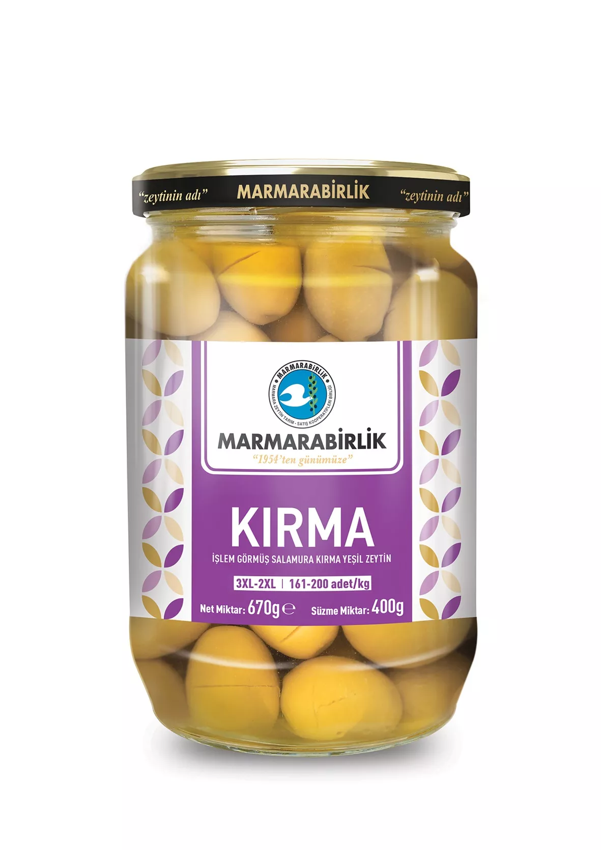 MARMARABİRLİK KIRMA YEŞİL ZEYTİN  (3XL) 400 GR