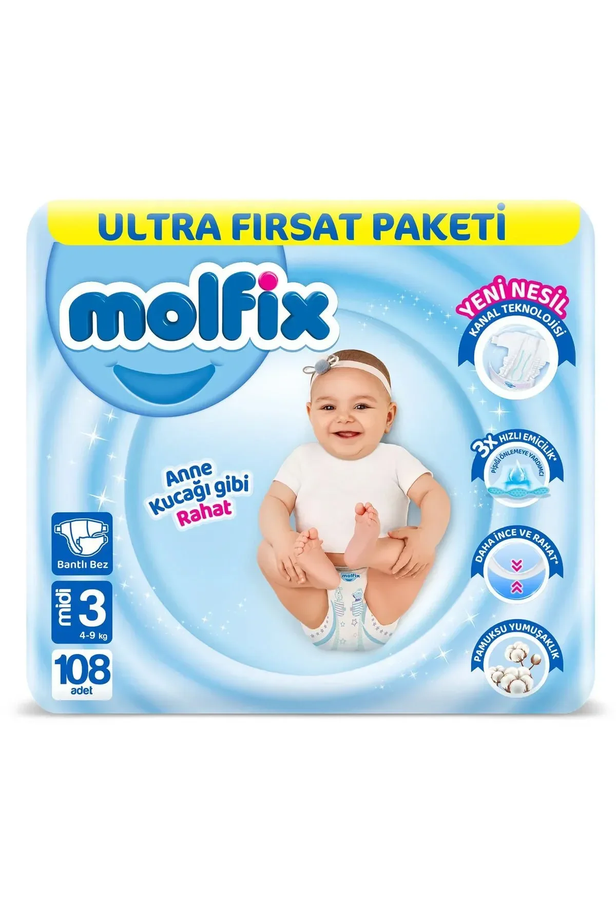 MOLFİX BEBEK BEZİ NO:3 108'Lİ