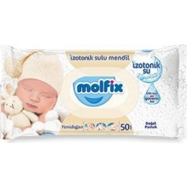 MOLFİX İZOTONİK SULU YENİDOĞAN ISLAK MENDİL 50'Lİ